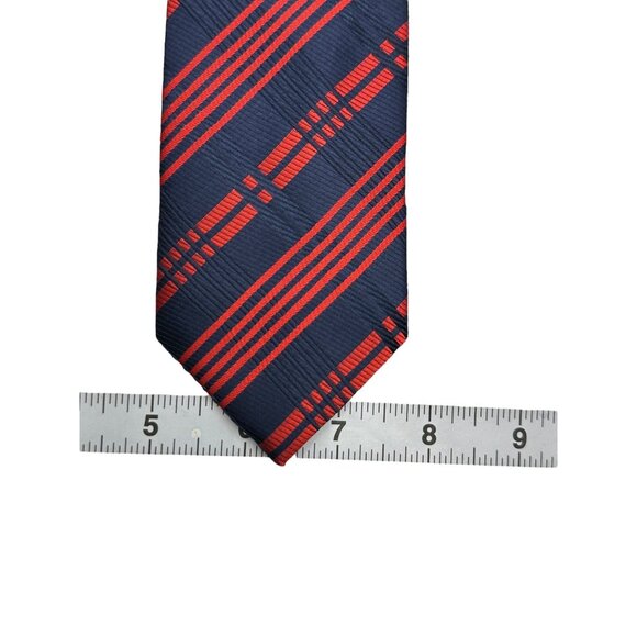 Gianfranco Italy Red & Navy Blue Striped Microfiber Mens Tie Business Work - Picture 4 of 7